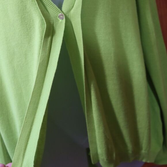 Kenneth Cole Lime Green Cardigan Exposed Zipper Sheer Back LG - Picture 15 of 16